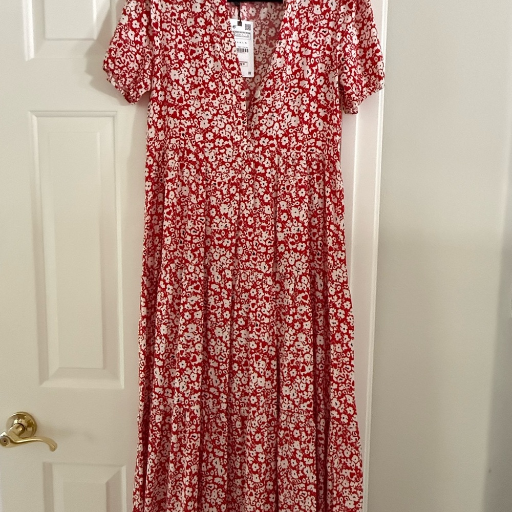 Zara Floral Red Dress